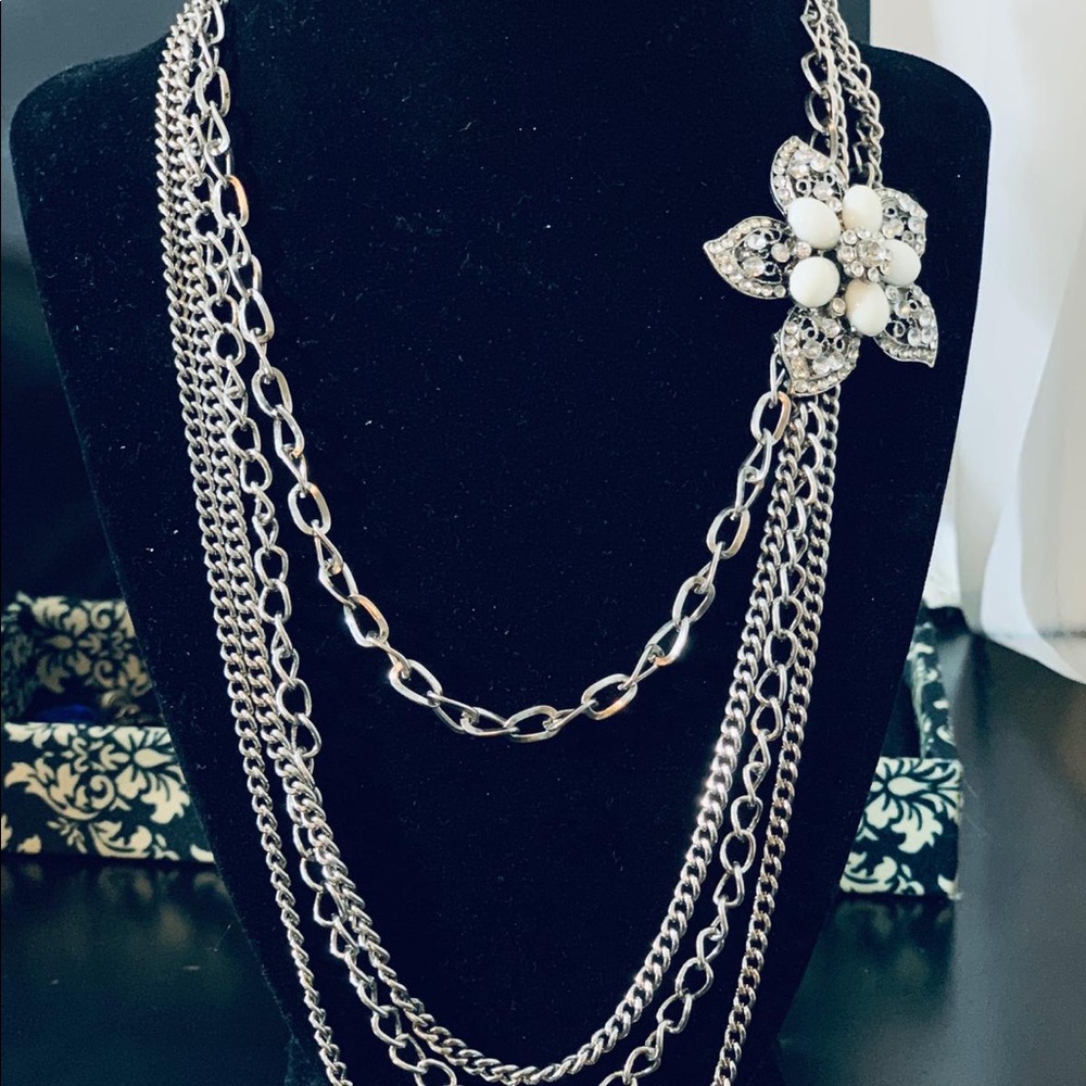 Vintage 1920 flapper multilayer long necklace 22”